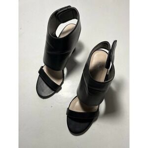 CORKYS Vegas Ankle Booties Sandals Stacked Vegan Leather Heels Sz 8 Adjustable